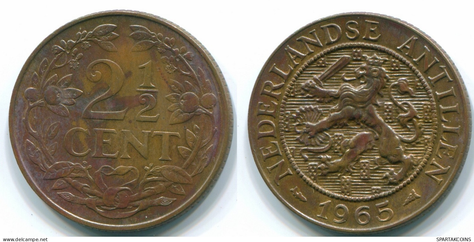 2 1/2 CENT 1965 CURACAO NIEDERLANDE Bronze Koloniale Münze #S10226.D.A - Curacao
