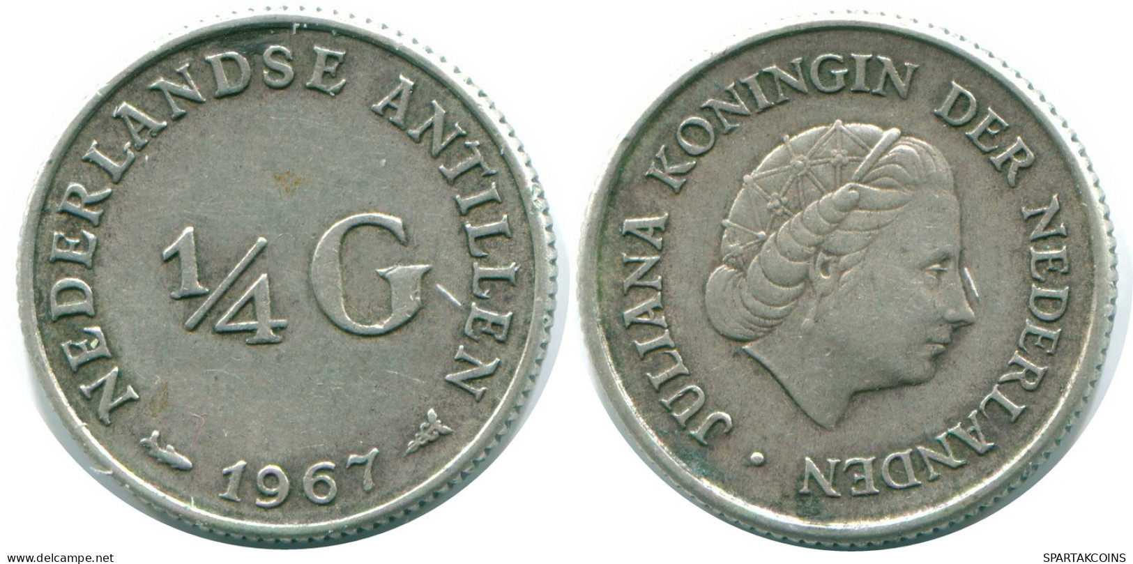 1/4 GULDEN 1967 NIEDERLÄNDISCHE ANTILLEN SILBER Koloniale Münze #NL11590.4.D.A - Netherlands Antilles