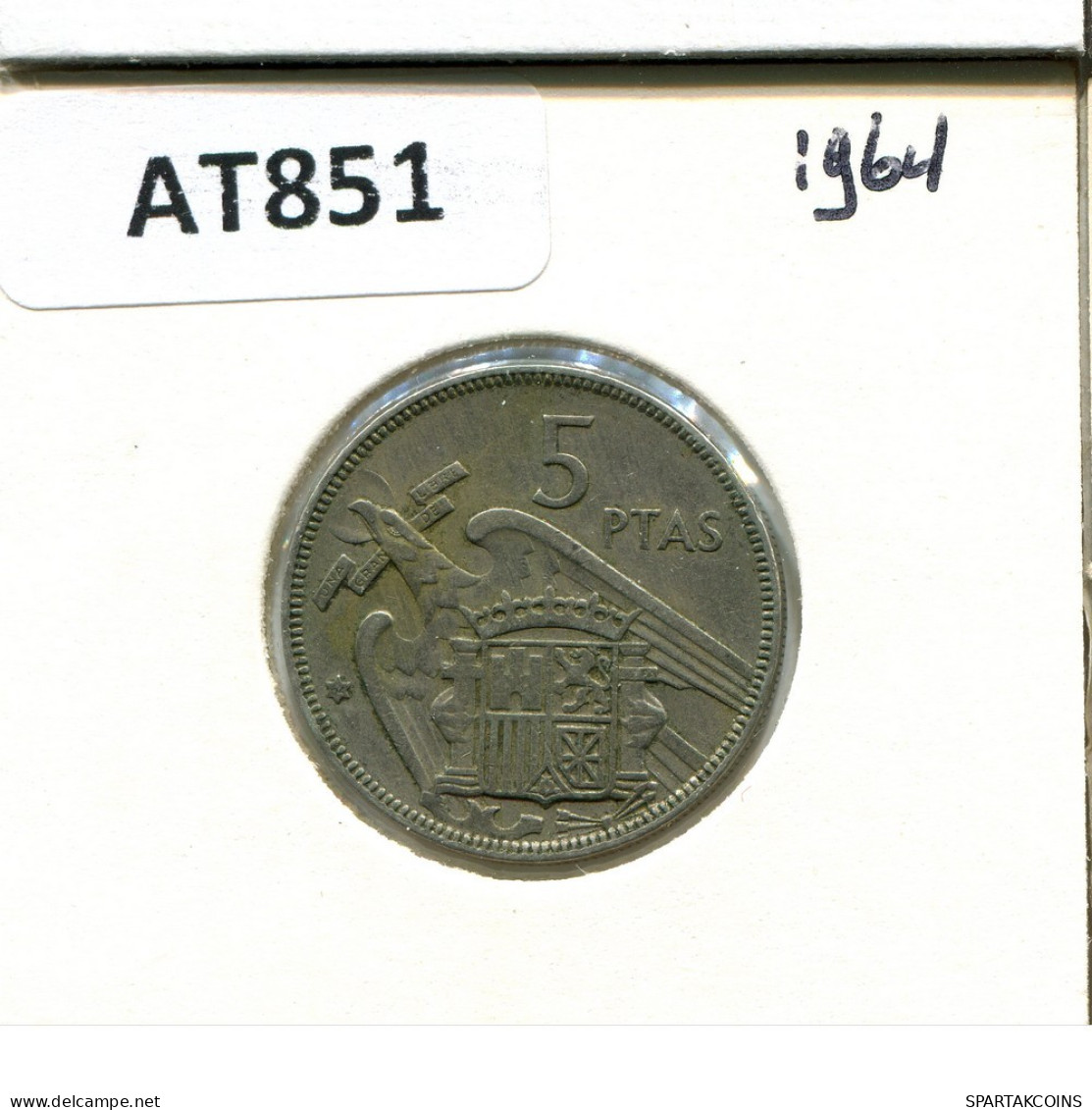 5 PESETAS 1964 ESPAÑA Moneda SPAIN #AT851.E.A - 5 Pesetas