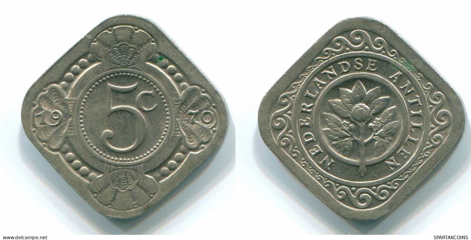 5 CENTS 1970 NIEDERLÄNDISCHE ANTILLEN Nickel Koloniale Münze #S12514.D.A - Netherlands Antilles