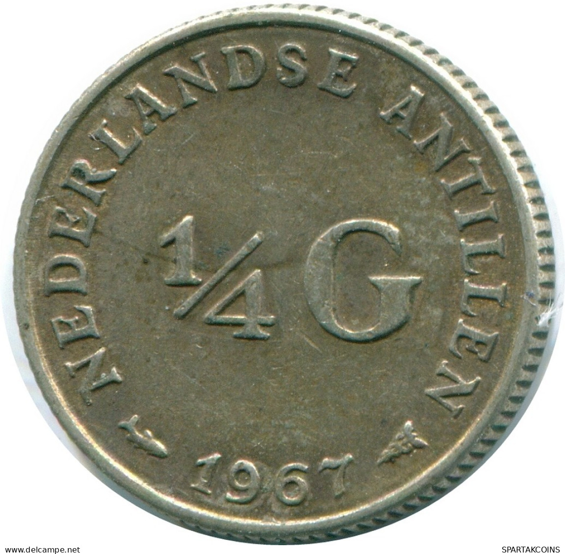 1/4 GULDEN 1967 ANTILLES NÉERLANDAISES ARGENT Colonial Pièce #NL11560.4.F.A - Netherlands Antilles