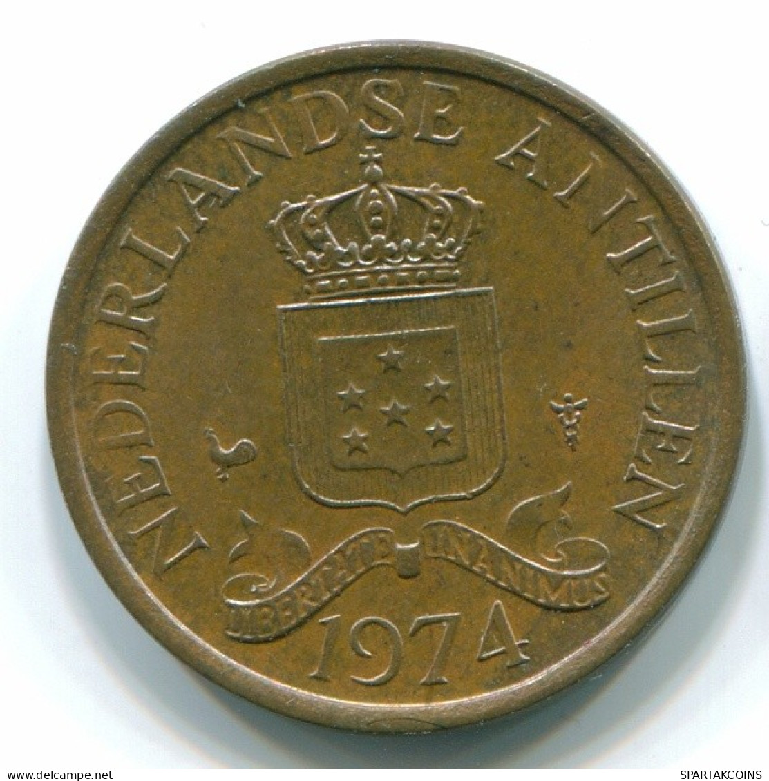 1 CENT 1974 ANTILLAS NEERLANDESAS Bronze Colonial Moneda #S10667.E.A - Antillas Neerlandesas