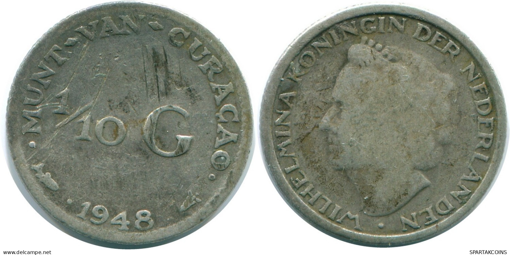 1/10 GULDEN 1948 CURACAO Netherlands SILVER Colonial Coin #NL12011.3.U.A - Curacao