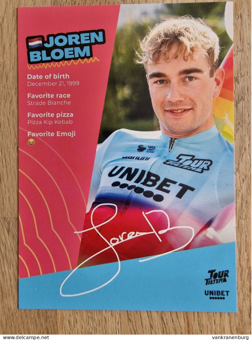 Card Joren Bloem - Team Tour De Tietema-Unibet - 2024 - Cycling - Cyclisme - Ciclismo - Wielrennen - Wielrennen