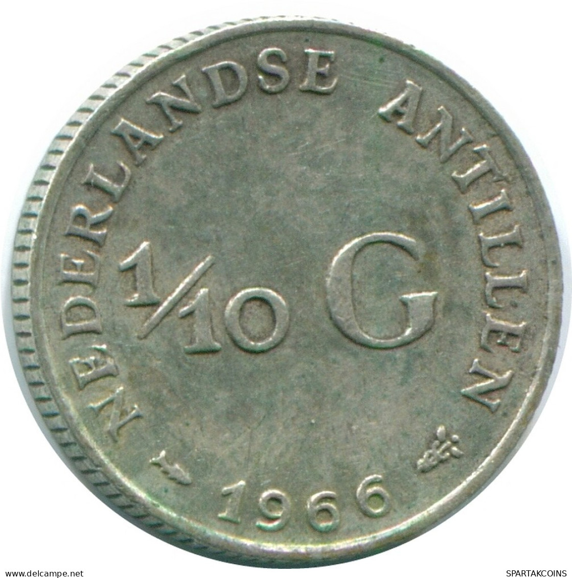 1/10 GULDEN 1966 ANTILLES NÉERLANDAISES ARGENT Colonial Pièce #NL12855.3.F.A - Netherlands Antilles