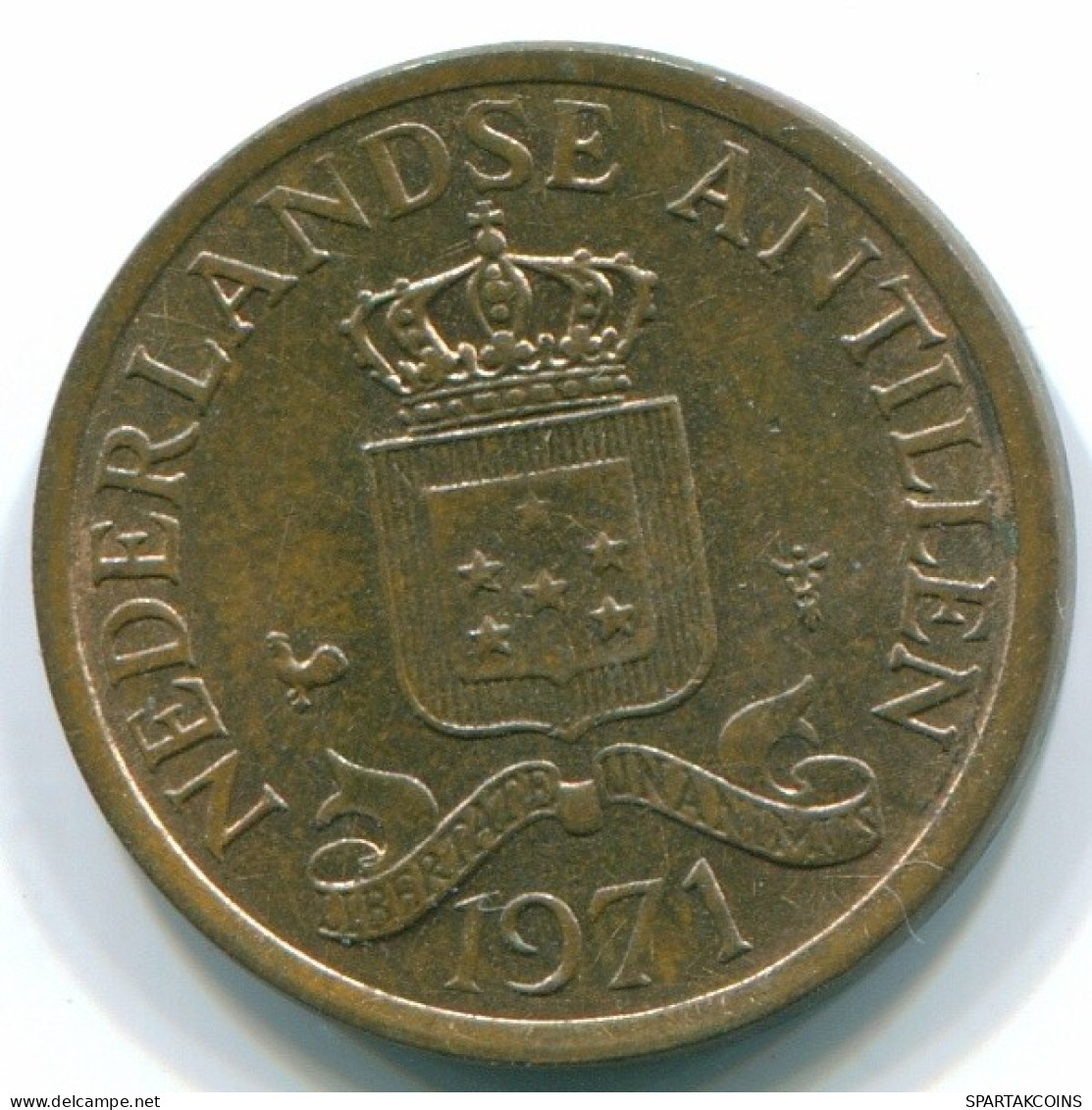 1 CENT 1971 NIEDERLÄNDISCHE ANTILLEN Bronze Koloniale Münze #S10620.D.A - Antillas Neerlandesas