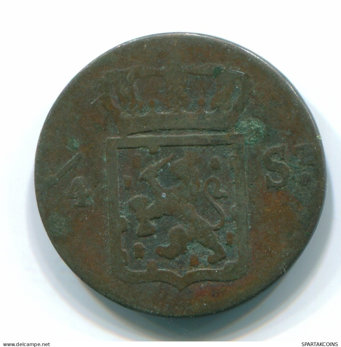 1/4 STUIVER 1826 SUMATRA INDES ORIENTALES NÉERLANDAISES Copper Colonial Pièce #S11672.F.A - Niederländisch-Indien