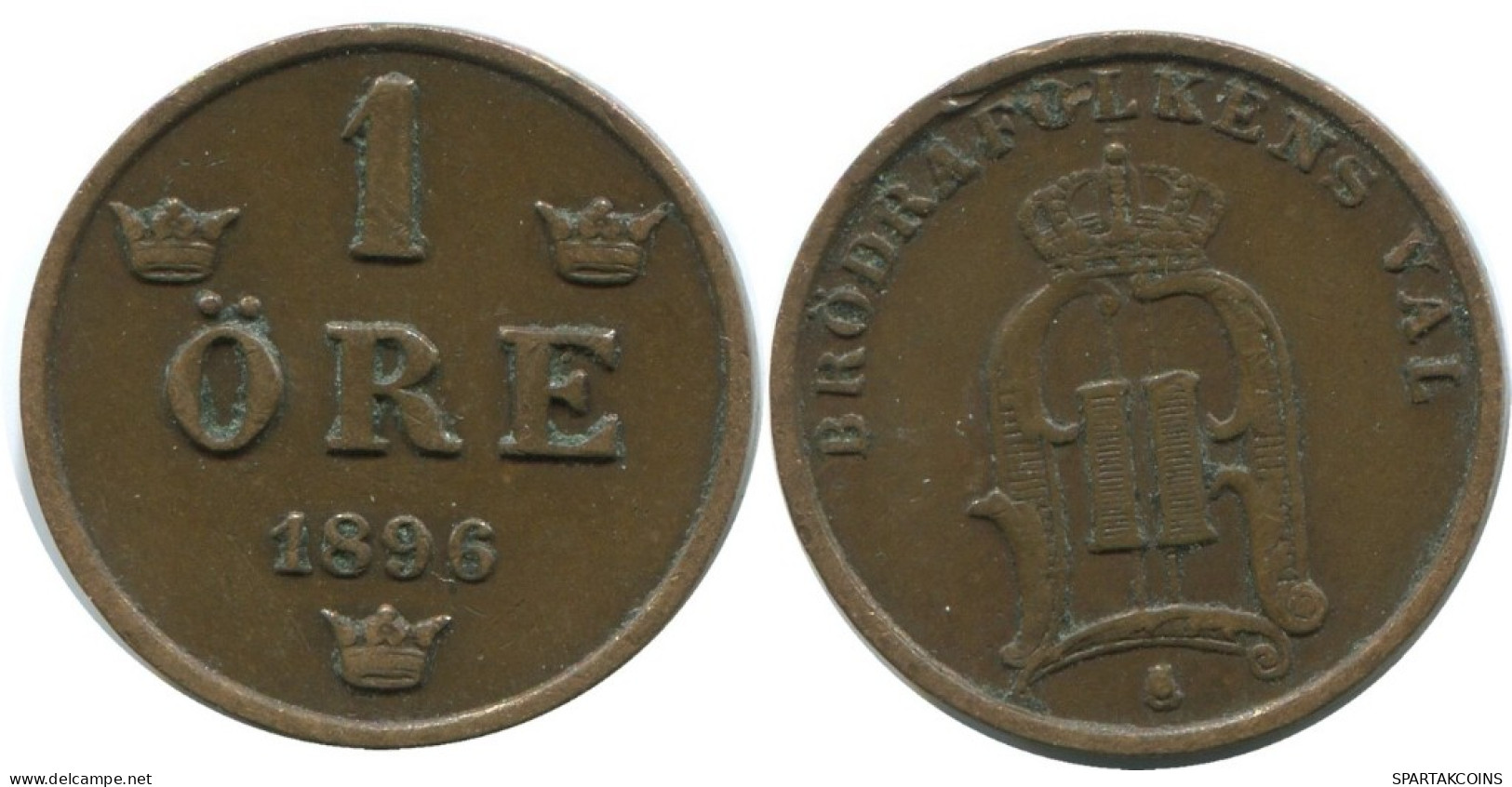 1 ORE 1896 SCHWEDEN SWEDEN Münze #AD211.2.D.A - Suède