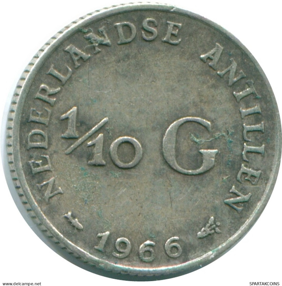 1/10 GULDEN 1966 ANTILLES NÉERLANDAISES ARGENT Colonial Pièce #NL12932.3.F.A - Netherlands Antilles