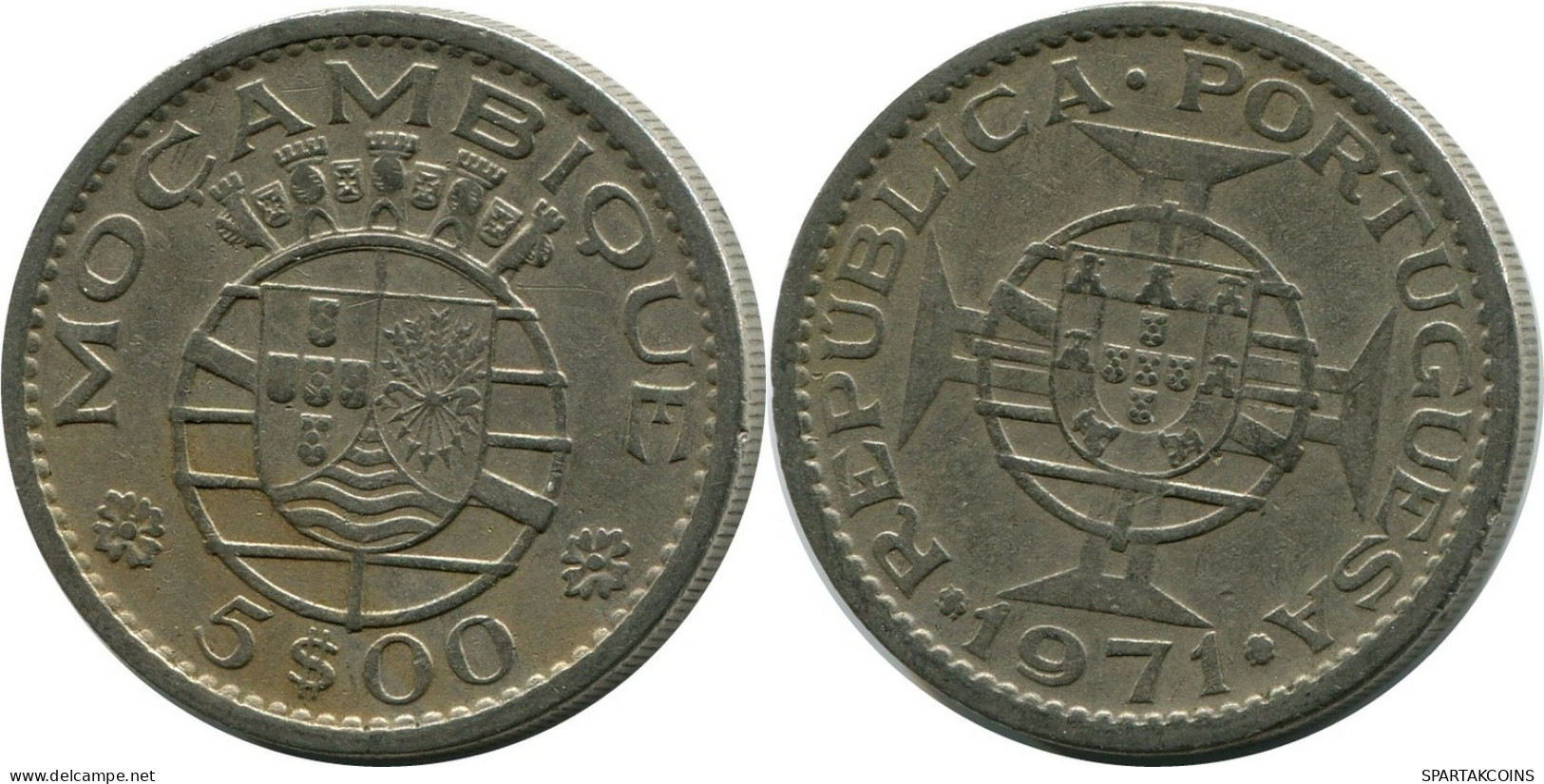 5 ESCUDOS 1971 PORTUGAL MOZAMBIQUE XF Coin #M10191.U.A - Portugal