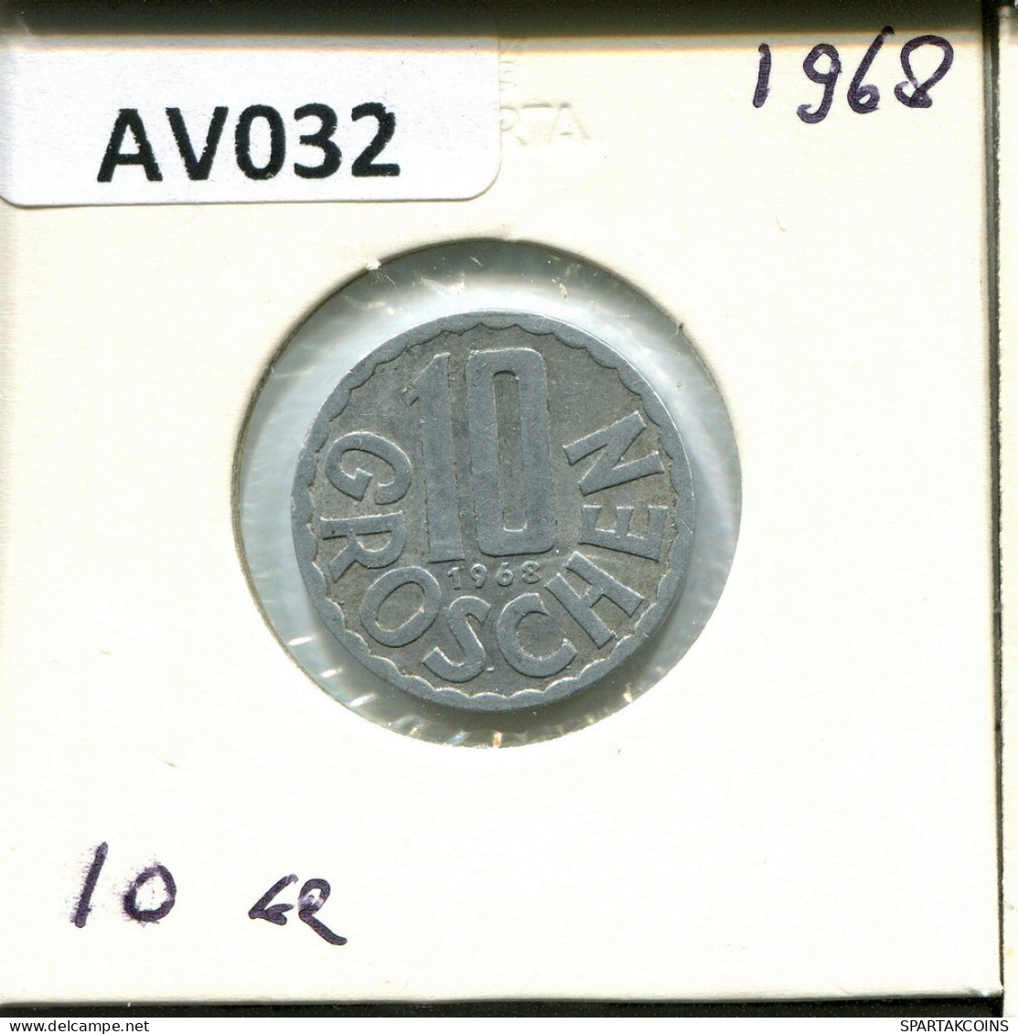 10 GROSCHEN 1968 ÖSTERREICH AUSTRIA Münze #AV032.D.A - Autriche