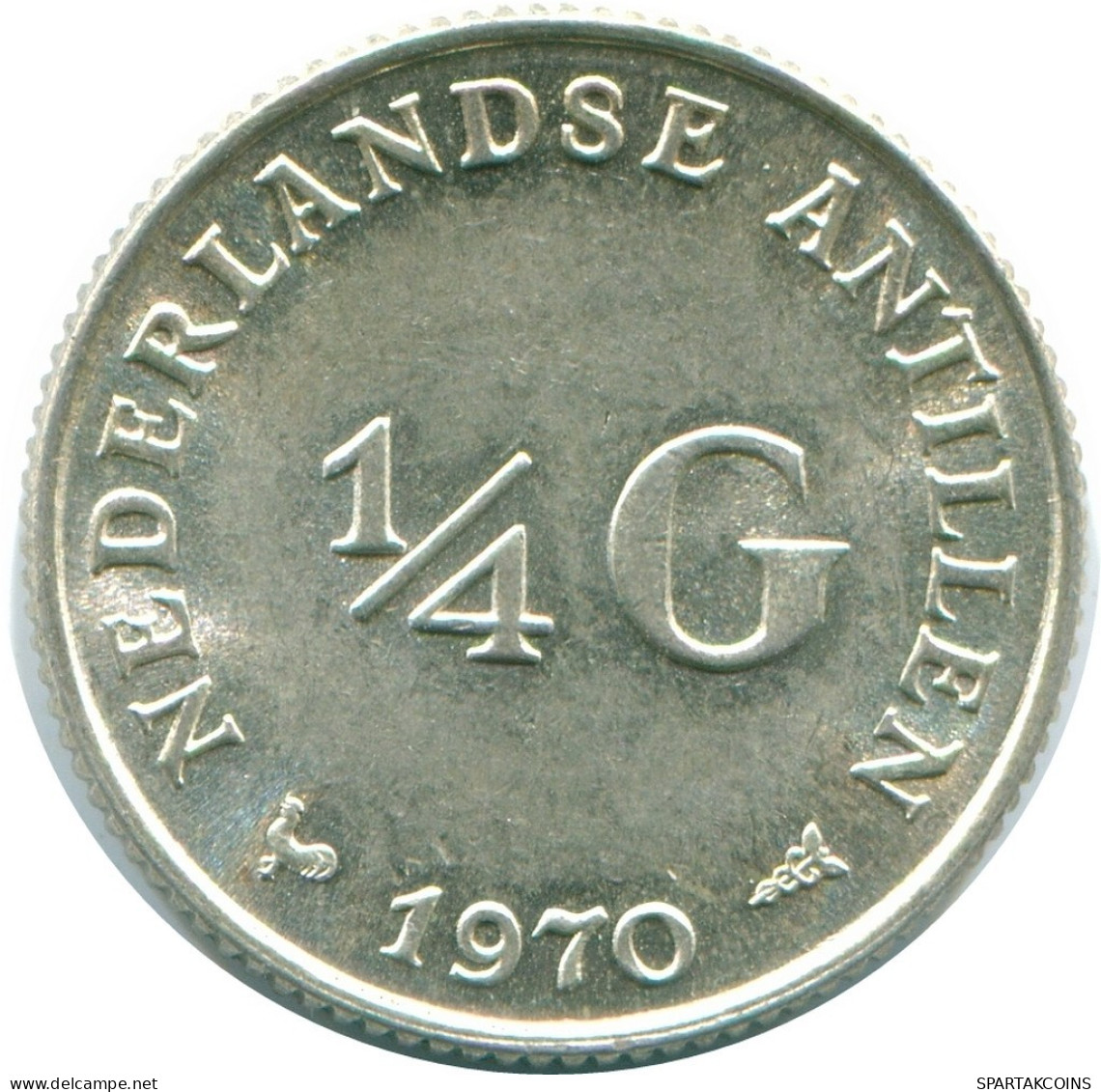 1/4 GULDEN 1970 ANTILLES NÉERLANDAISES ARGENT Colonial Pièce #NL11622.4.F.A - Netherlands Antilles