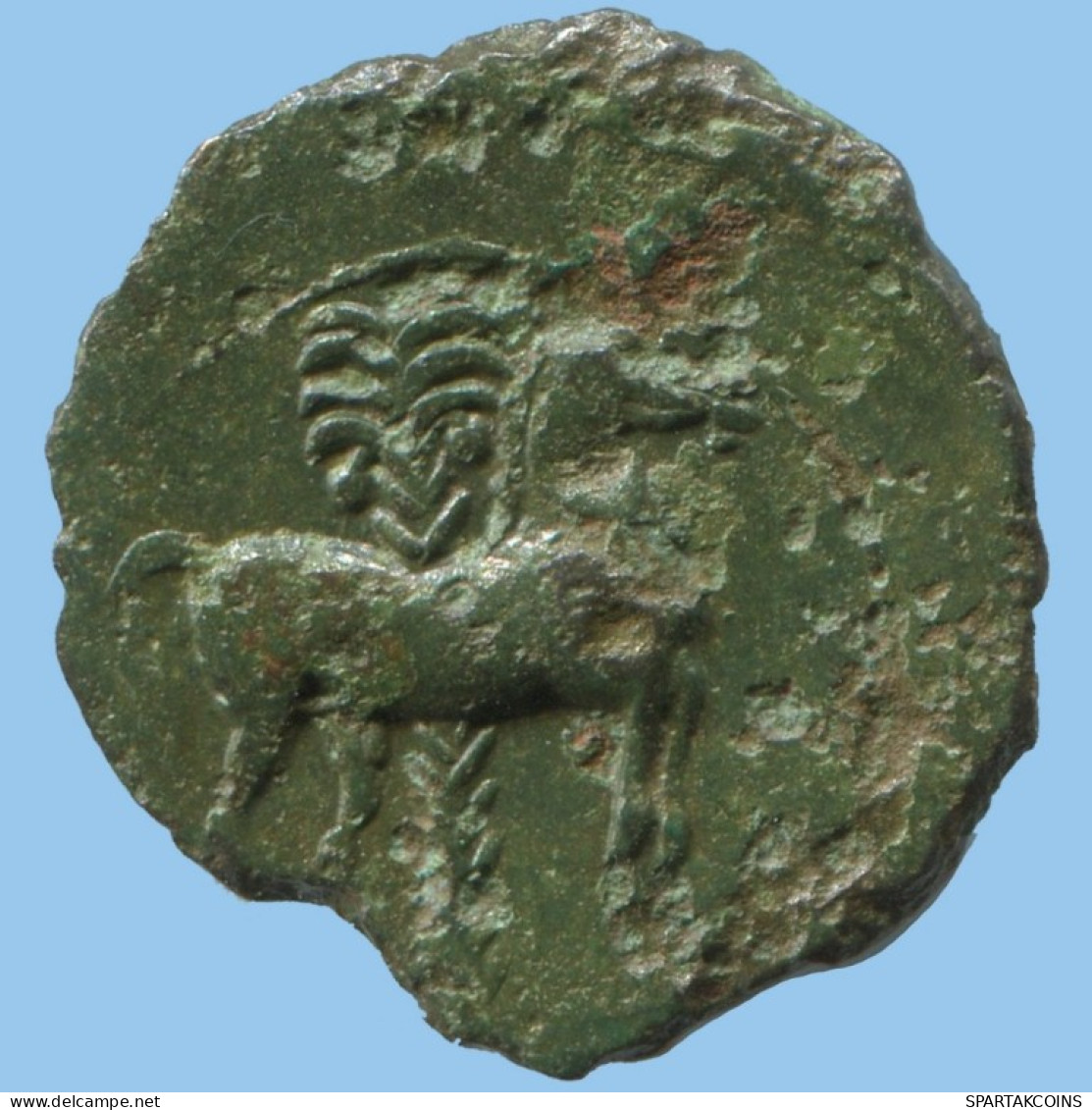 HORSE PALM AUTHENTIC ORIGINAL ANCIENT GREEK Coin 3.2g/18mm #AF884.12.U.A - Grecques