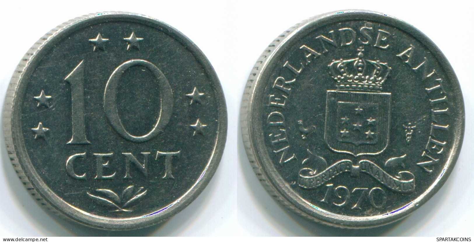 10 CENTS 1970 ANTILLAS NEERLANDESAS Nickel Colonial Moneda #S13347.E.A - Niederländische Antillen
