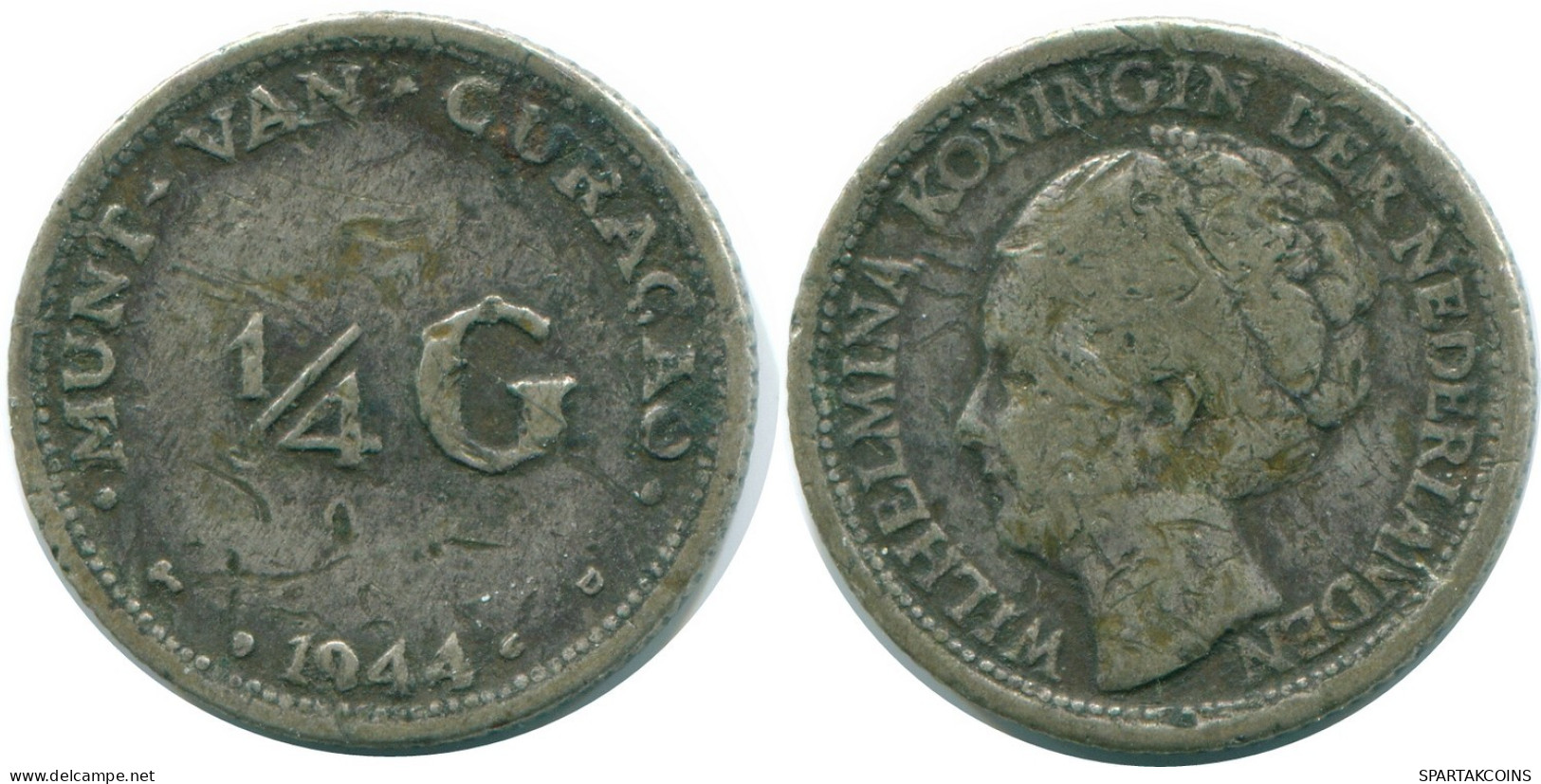 1/4 GULDEN 1944 CURACAO NEERLANDÉS NETHERLANDS PLATA Colonial #NL10584.4.E.A - Curaçao