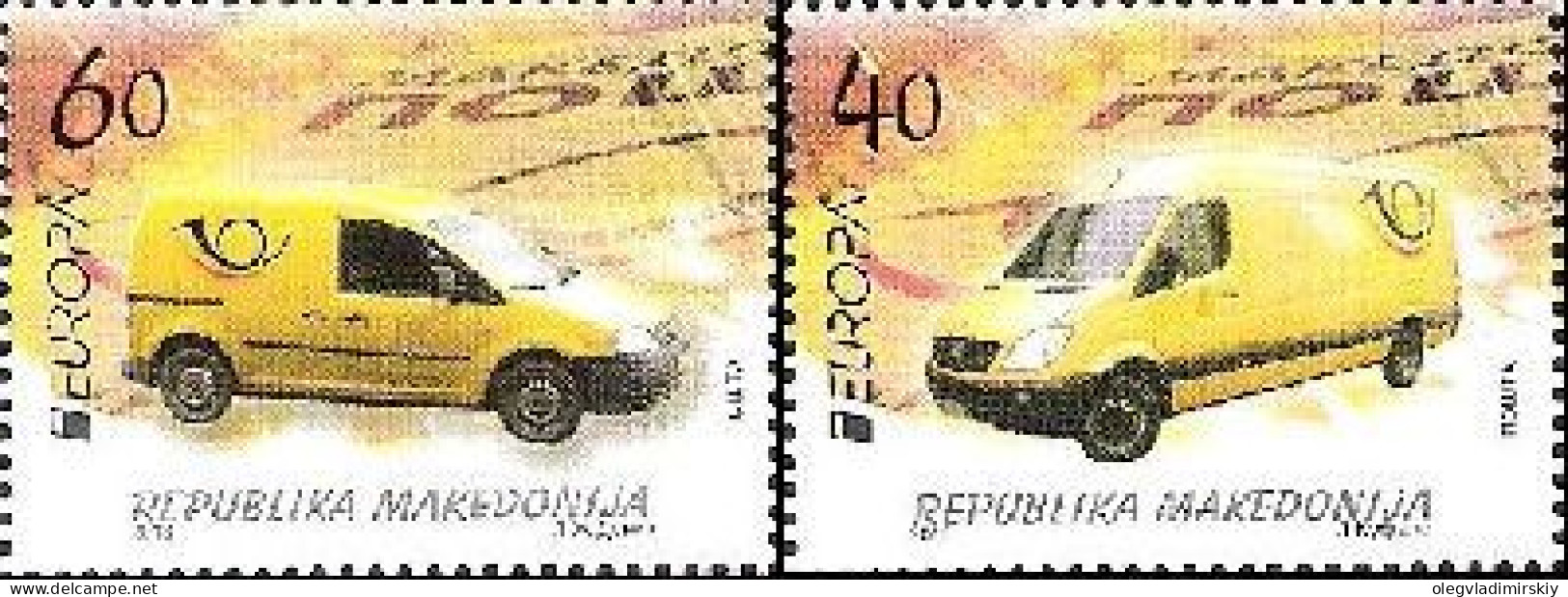 Macedonia 2013 Europa CEPT Postal Transport Cars Minibus Set Of 2 Stamps MNH - Macedonia Del Nord