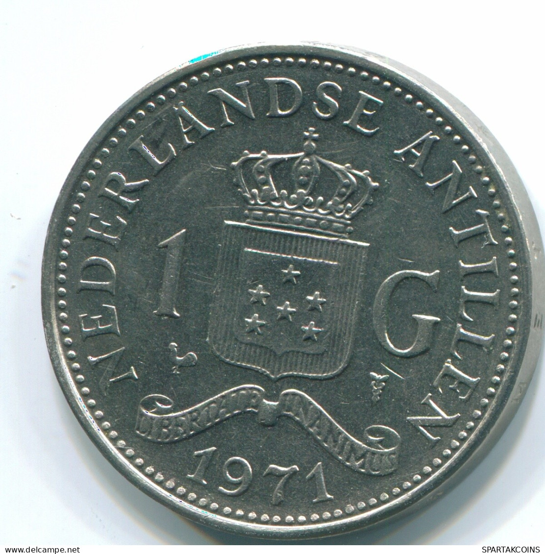 1 GULDEN 1971 ANTILLES NÉERLANDAISES Nickel Colonial Pièce #S11928.F.A - Nederlandse Antillen