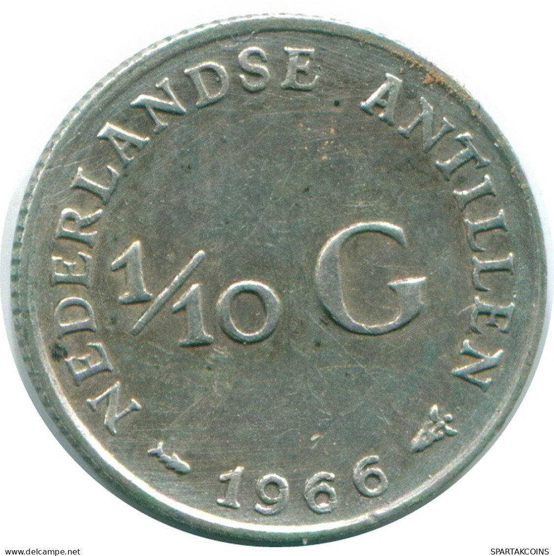 1/10 GULDEN 1966 ANTILLAS NEERLANDESAS PLATA Colonial Moneda #NL12749.3.E.A - Antille Olandesi