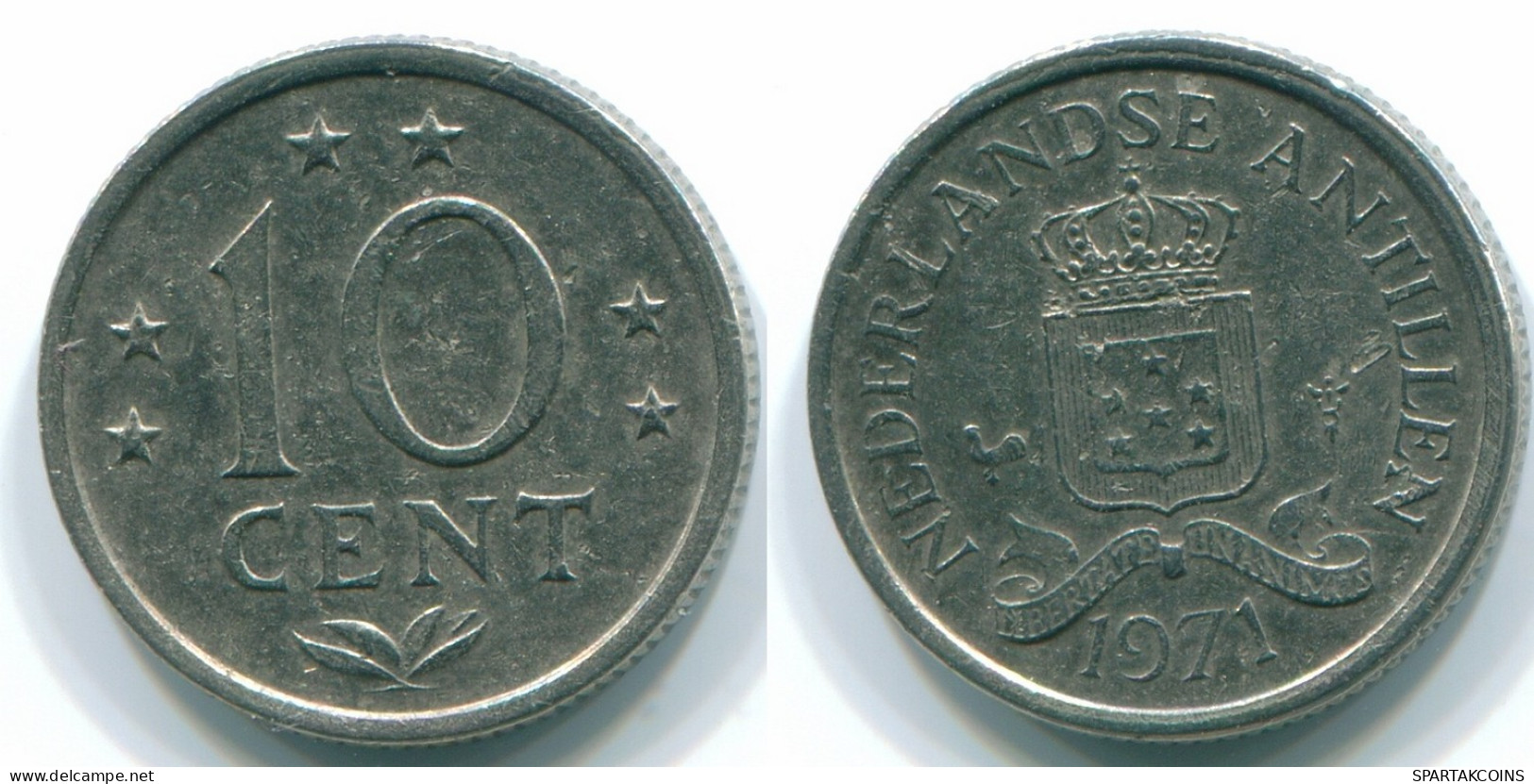 10 CENTS 1971 ANTILLAS NEERLANDESAS Nickel Colonial Moneda #S13385.E.A - Niederländische Antillen