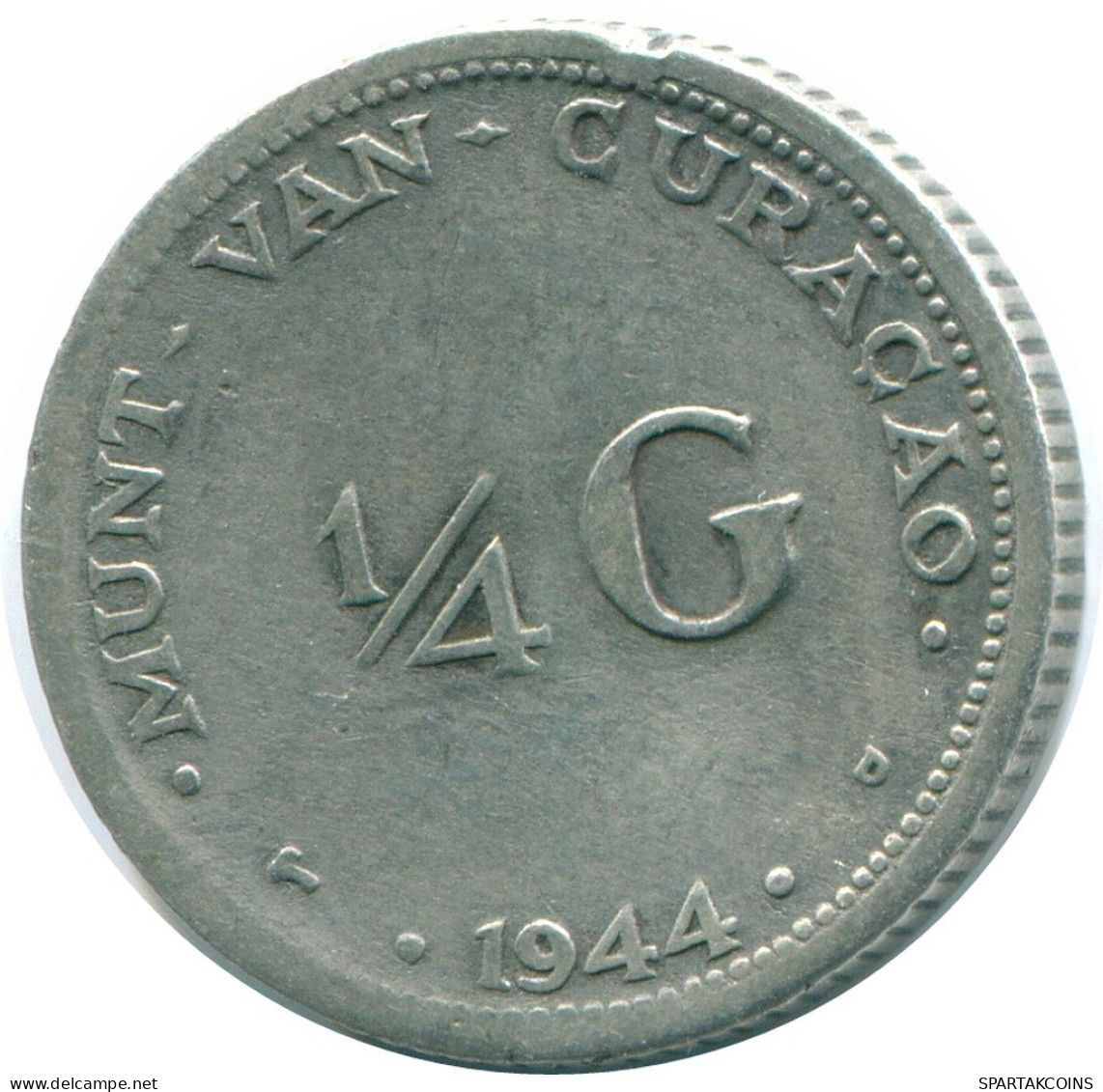 1/4 GULDEN 1944 CURACAO Netherlands SILVER Colonial Coin #NL10698.4.U.A - Curaçao