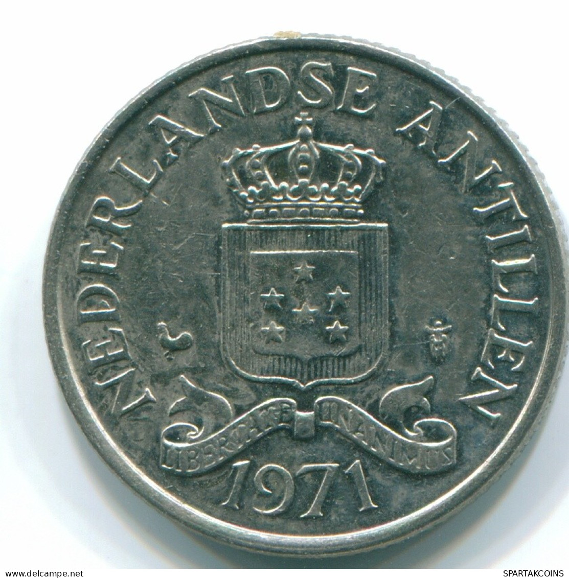 25 CENTS 1971 NETHERLANDS ANTILLES Nickel Colonial Coin #S11596.U.A - Nederlandse Antillen