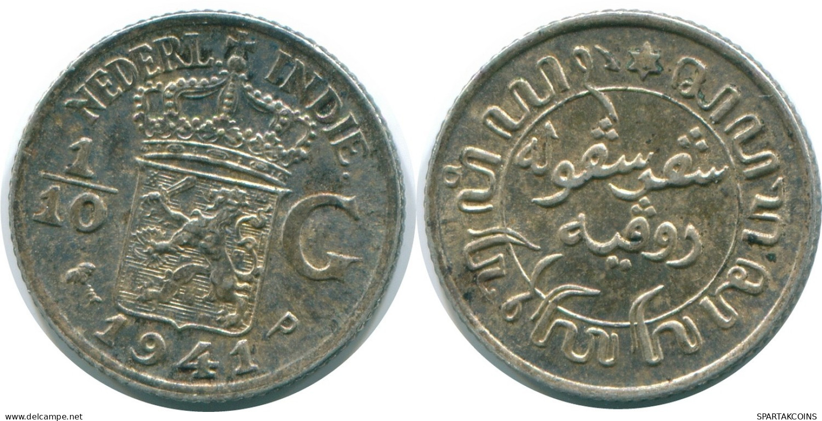 1/10 GULDEN 1941 P NETHERLANDS EAST INDIES SILVER Colonial Coin #NL13672.3.U.A - Indes Neerlandesas