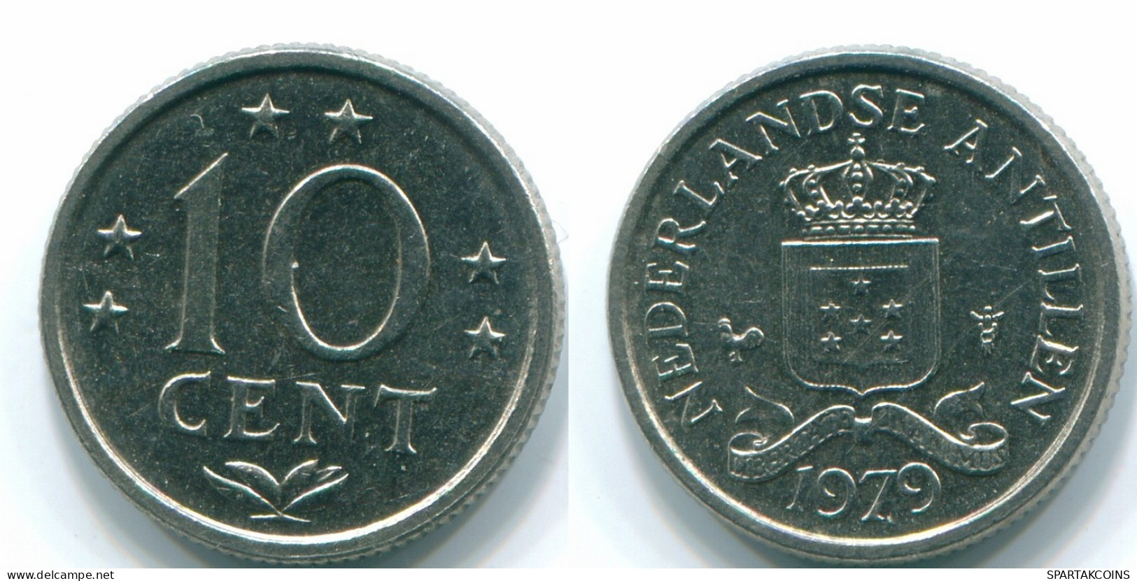 10 CENTS 1979 NIEDERLÄNDISCHE ANTILLEN Nickel Koloniale Münze #S13605.D.A - Antille Olandesi