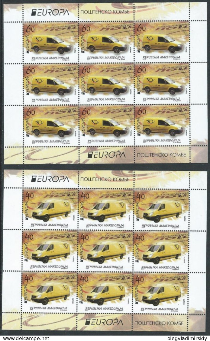 Macedonia 2013 Europa CEPT Postal Transport Cars Minibus Set Of 2 Sheetlets MNH - 2013