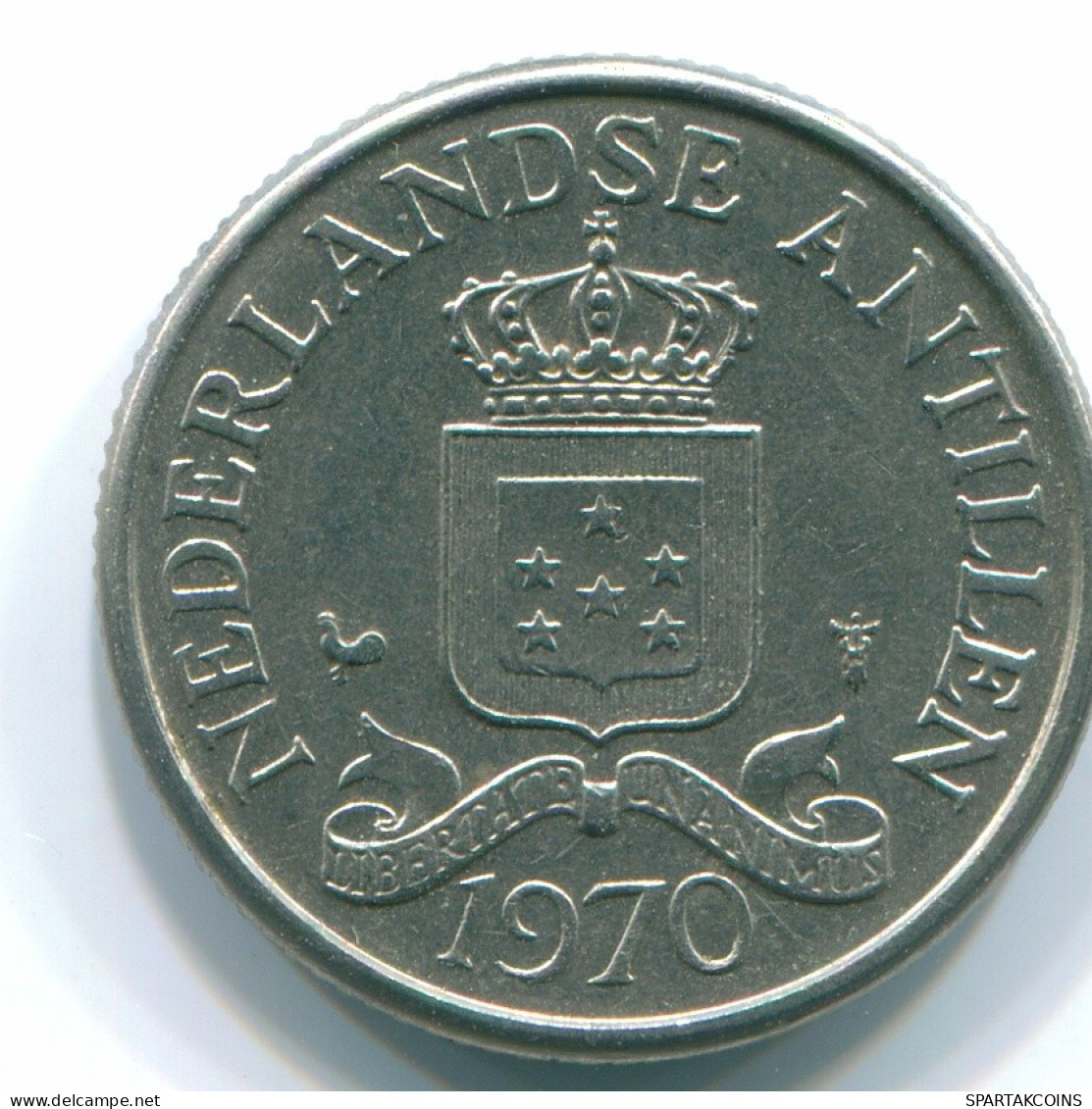 25 CENTS 1970 ANTILLAS NEERLANDESAS Nickel Colonial Moneda #S11448.E.A - Antille Olandesi