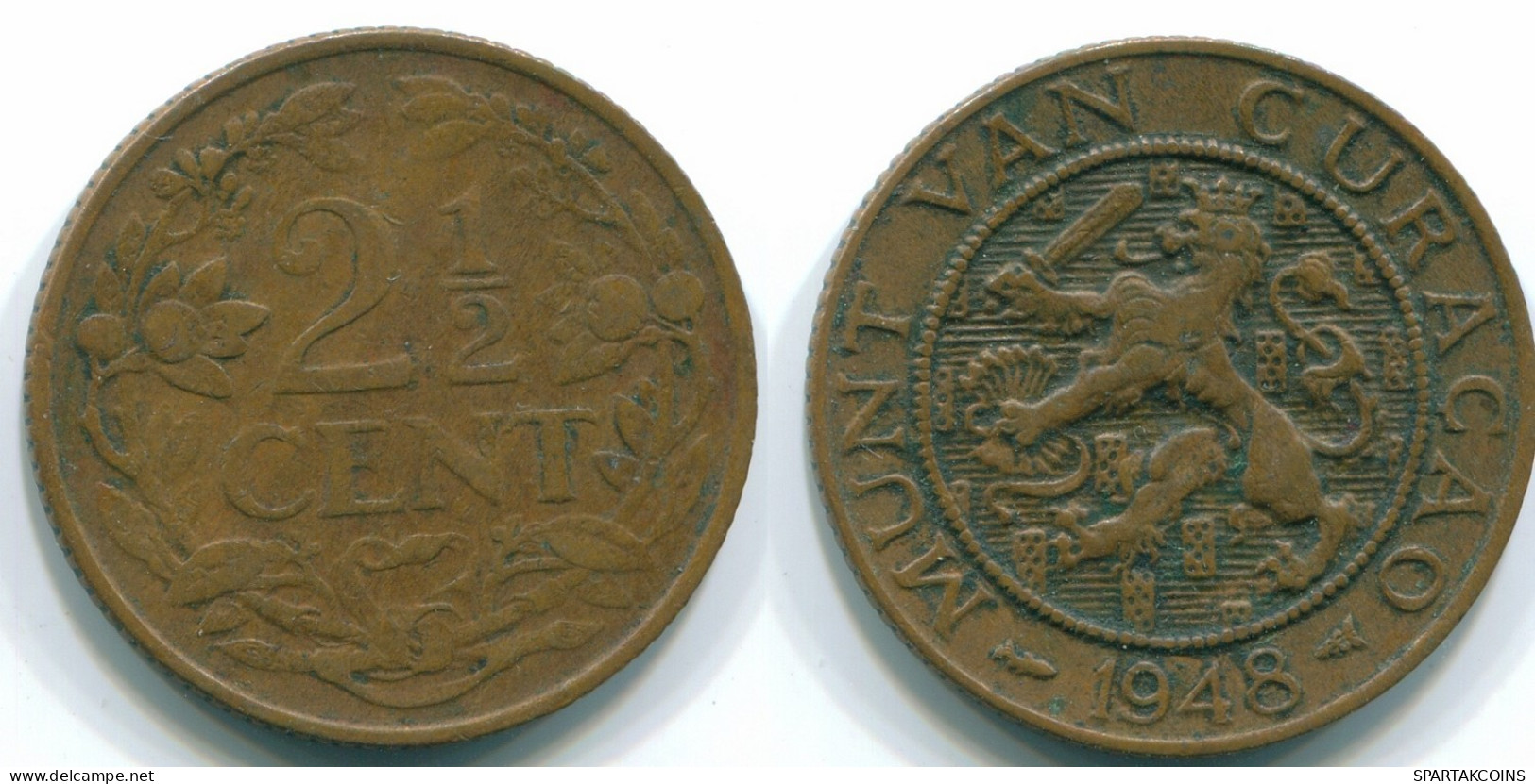 2 1/2 CENT 1948 CURACAO NÉERLANDAIS NETHERLANDS Bronze Colonial Pièce #S10123.F.A - Curacao