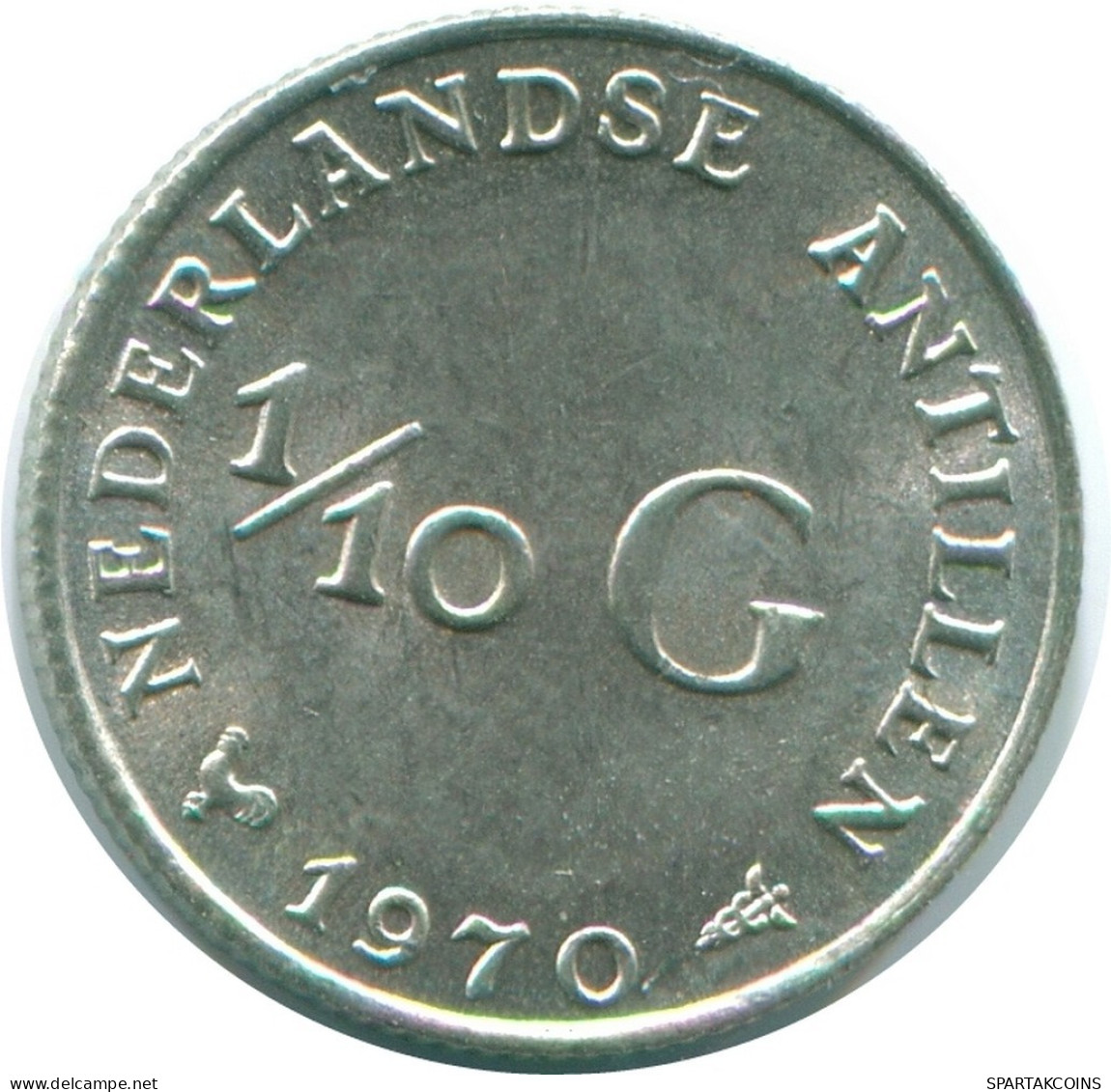 1/10 GULDEN 1970 ANTILLES NÉERLANDAISES ARGENT Colonial Pièce #NL13006.3.F.A - Antille Olandesi