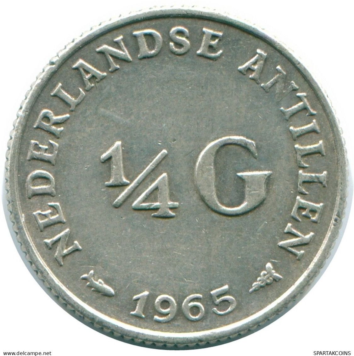 1/4 GULDEN 1965 NIEDERLÄNDISCHE ANTILLEN SILBER Koloniale Münze #NL11309.4.D.A - Netherlands Antilles