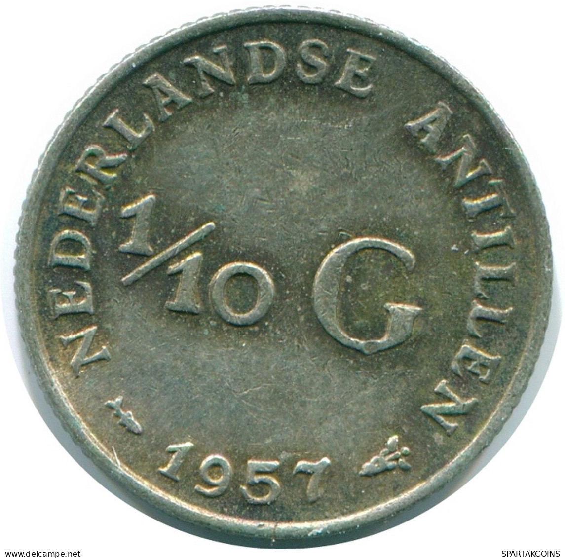 1/10 GULDEN 1957 NIEDERLÄNDISCHE ANTILLEN SILBER Koloniale Münze #NL12176.3.D.A - Antille Olandesi