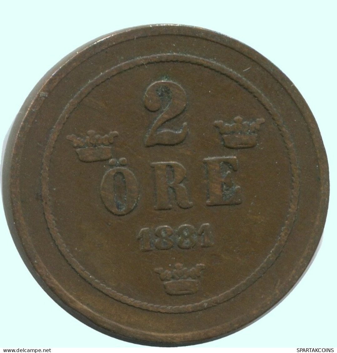 2 ORE 1881 SWEDEN Coin #AC884.2.U.A - Suecia
