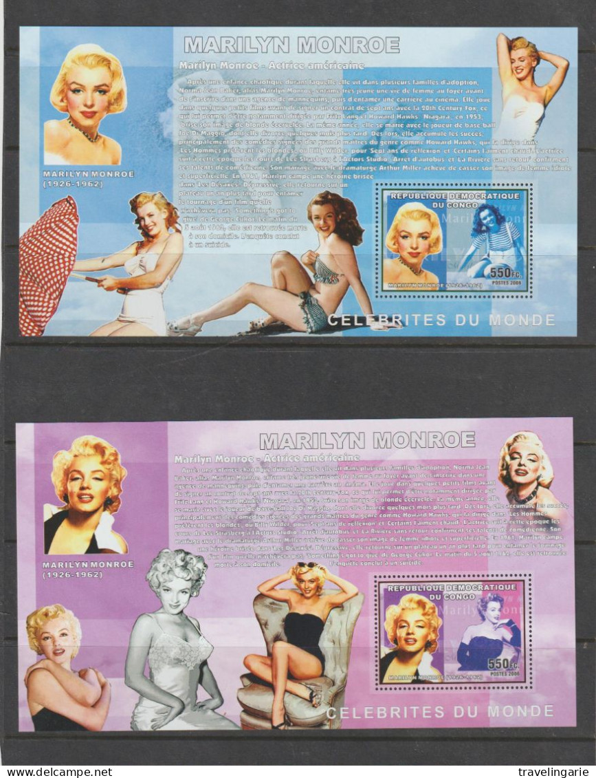 Democratic Republic Of Congo 2006 Marilyn Monroe S/S Set MNH ** - Ungebraucht