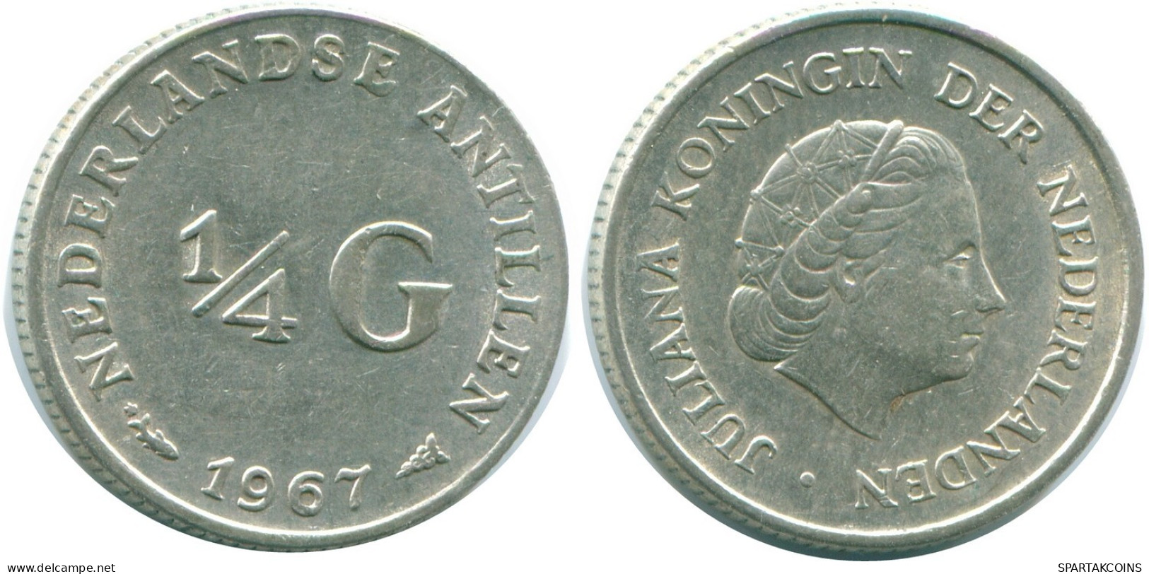 1/4 GULDEN 1967 ANTILLAS NEERLANDESAS PLATA Colonial Moneda #NL11485.4.E.A - Antille Olandesi