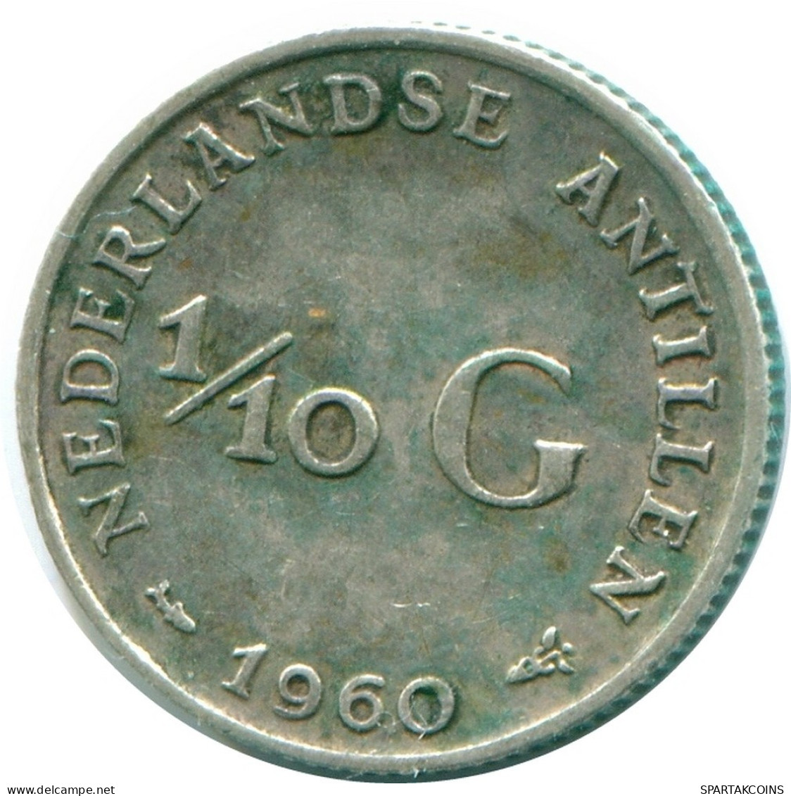1/10 GULDEN 1960 ANTILLAS NEERLANDESAS PLATA Colonial Moneda #NL12348.3.E.A - Netherlands Antilles