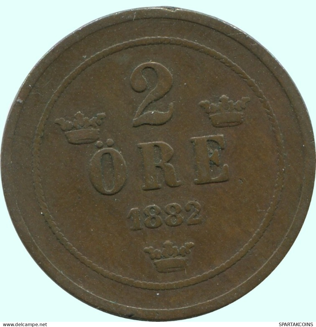 2 ORE 1882 SWEDEN Coin #AC868.2.U.A - Suecia