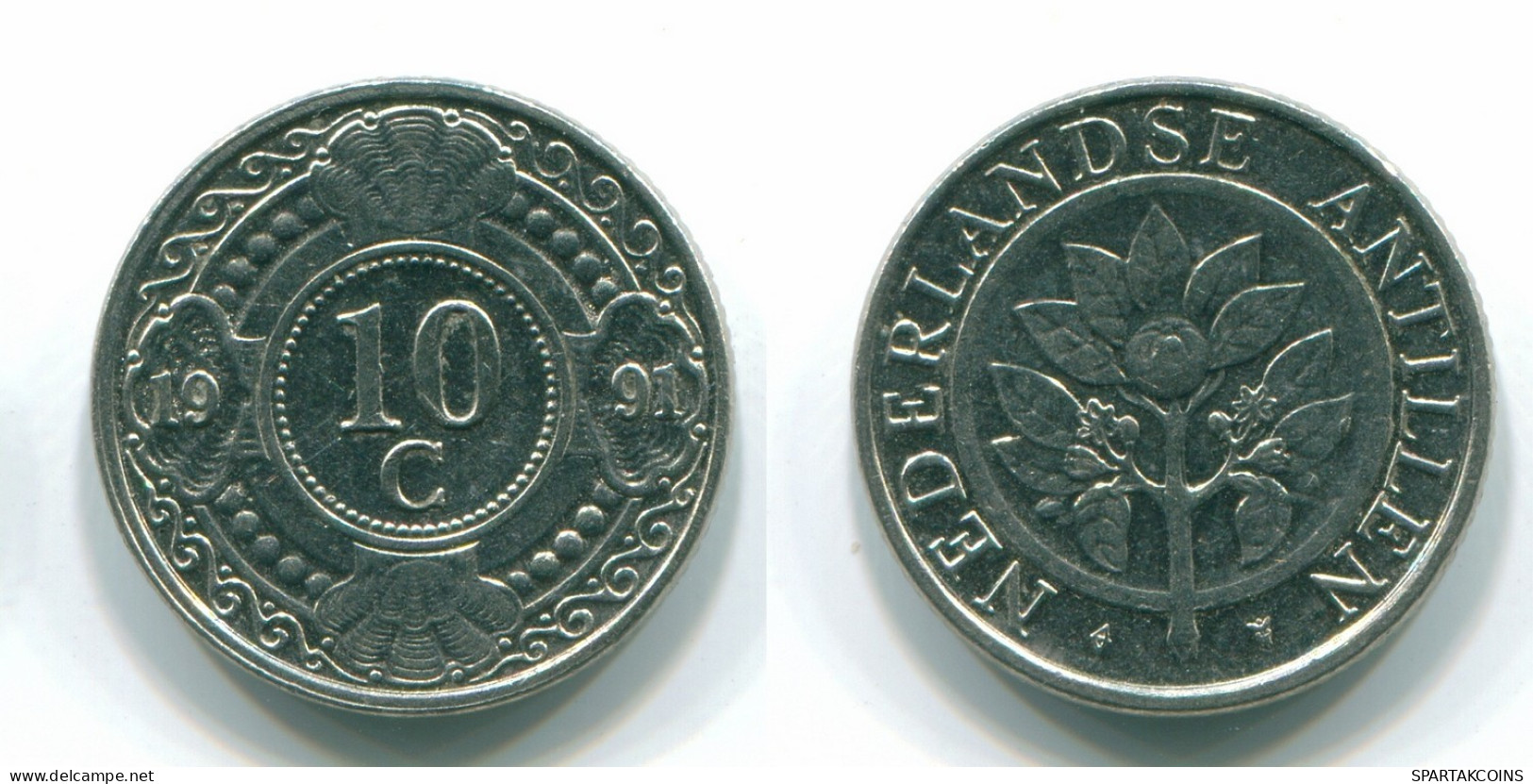 10 CENTS 1991 NIEDERLÄNDISCHE ANTILLEN Nickel Koloniale Münze #S11341.D.A - Antille Olandesi