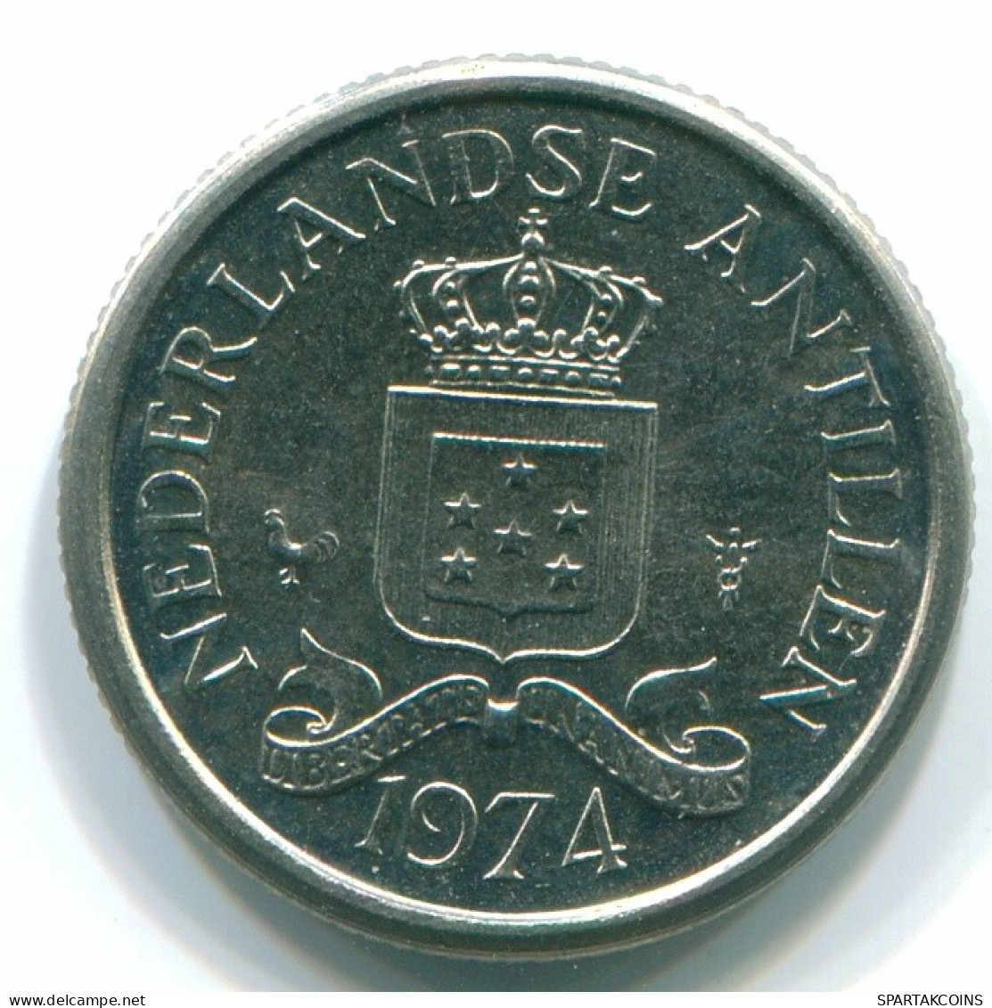10 CENTS 1974 ANTILLES NÉERLANDAISES Nickel Colonial Pièce #S13511.F.A - Antille Olandesi