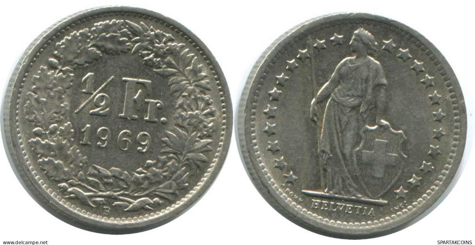 1/2 FRANC 1969 B SWITZERLAND Coin HELVETIA #AD983.2.U.A - Sonstige & Ohne Zuordnung