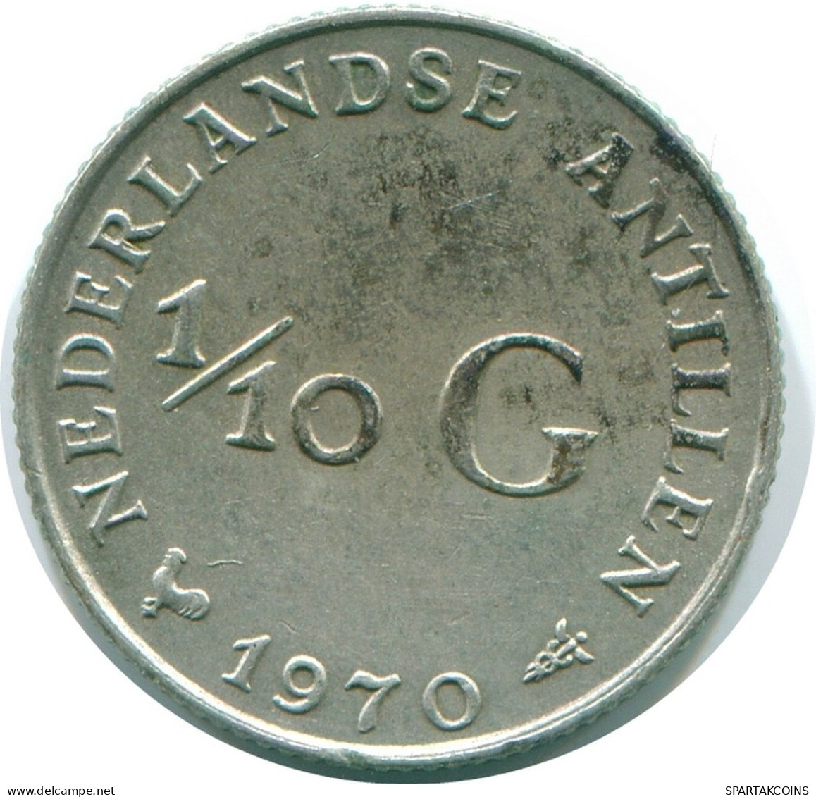 1/10 GULDEN 1970 ANTILLAS NEERLANDESAS PLATA Colonial Moneda #NL12975.3.E.A - Antille Olandesi