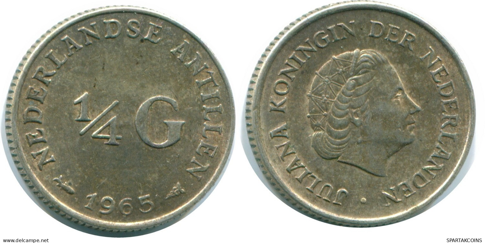 1/4 GULDEN 1965 ANTILLAS NEERLANDESAS PLATA Colonial Moneda #NL11340.4.E.A - Antille Olandesi