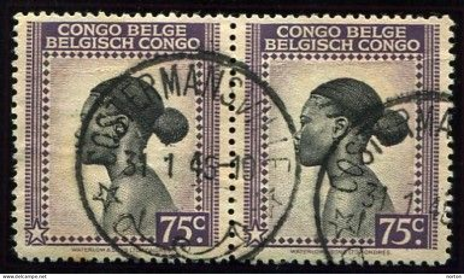 Congo Costermansville Oblit. Keach 8B3 Sur C.O.B. 256 (paire) Le 31/01/1945 - Usati