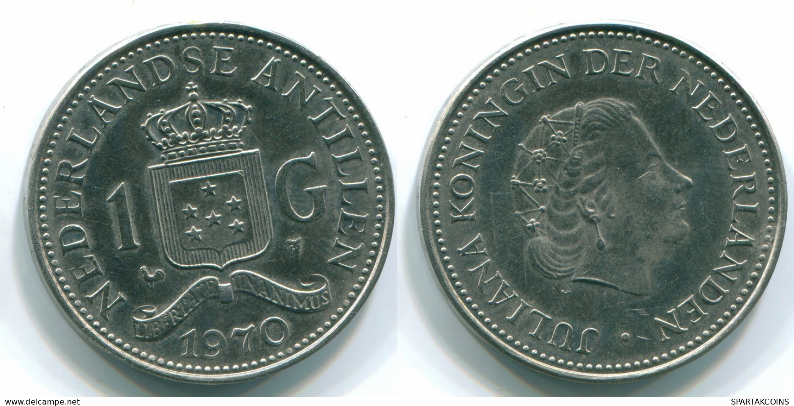 1 GULDEN 1970 ANTILLAS NEERLANDESAS Nickel Colonial Moneda #S11908.E.A - Antille Olandesi