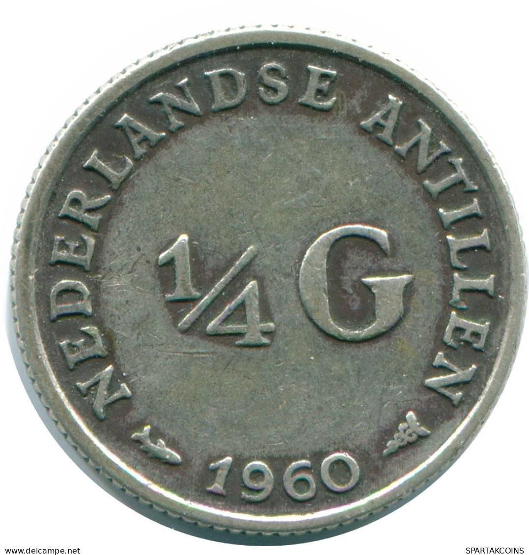 1/4 GULDEN 1960 NIEDERLÄNDISCHE ANTILLEN SILBER Koloniale Münze #NL11096.4.D.A - Antille Olandesi