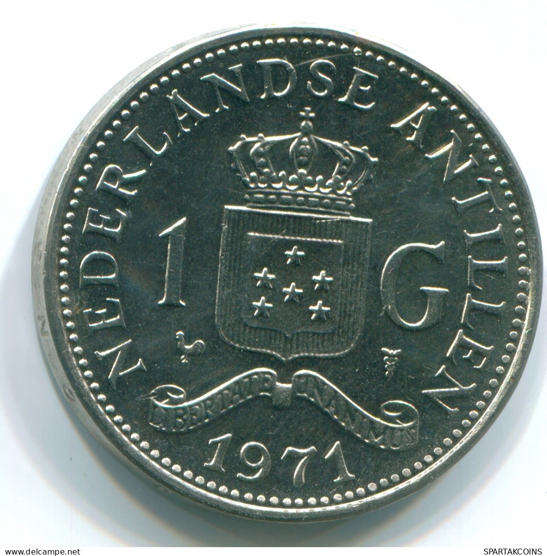 1 GULDEN 1971 NETHERLANDS ANTILLES Nickel Colonial Coin #S11914.U.A - Antille Olandesi