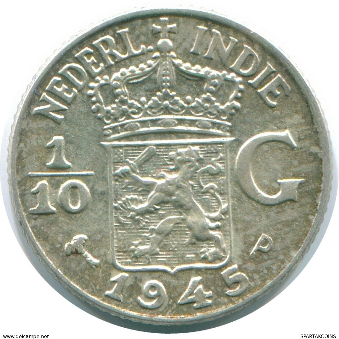 1/10 GULDEN 1945 P NIEDERLANDE OSTINDIEN SILBER Koloniale Münze #NL14202.3.D.A - Indes Neerlandesas