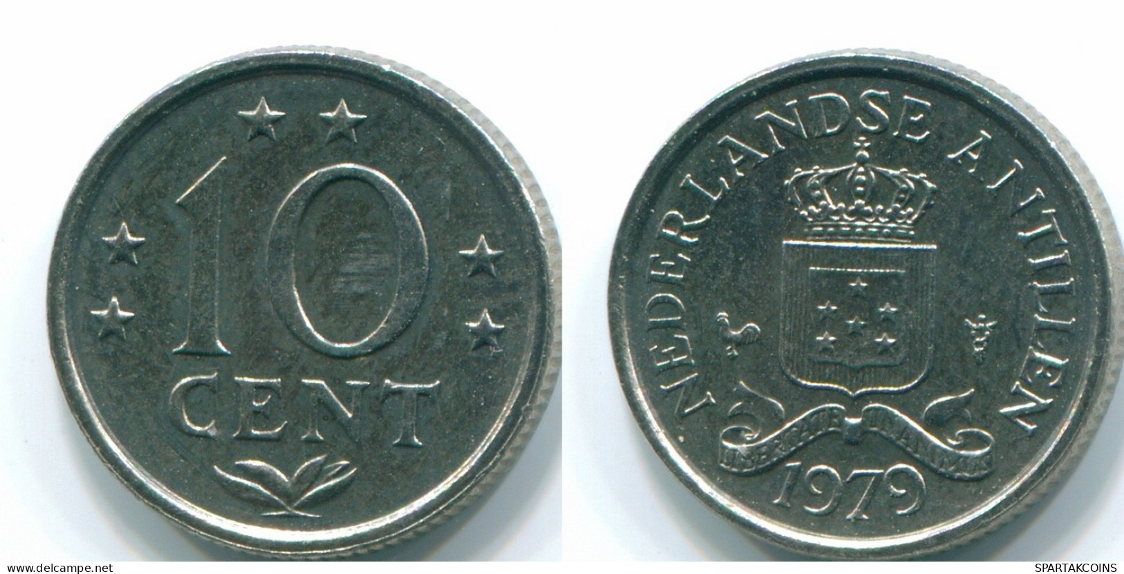 10 CENTS 1979 ANTILLES NÉERLANDAISES Nickel Colonial Pièce #S13591.F.A - Antille Olandesi