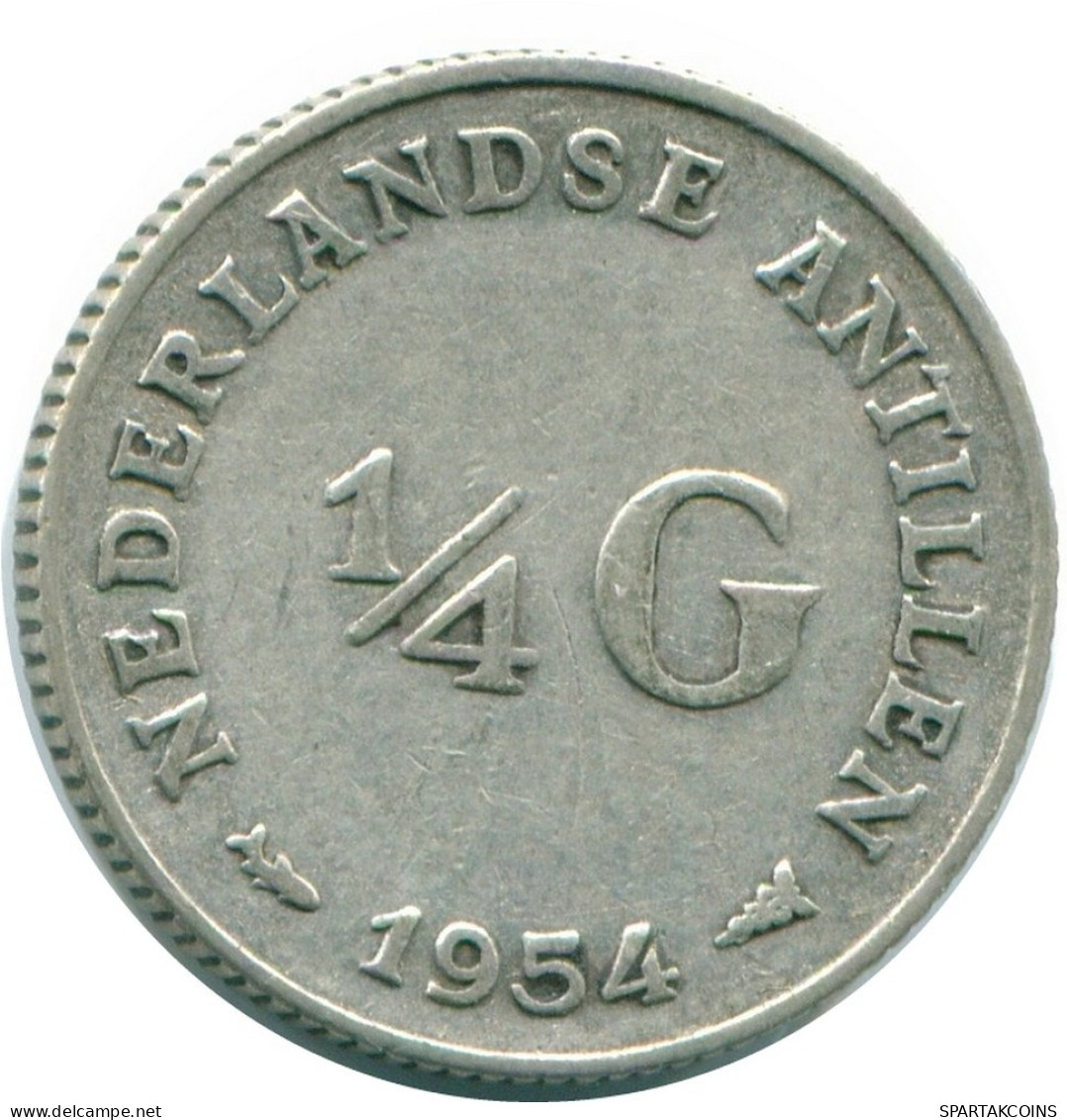1/4 GULDEN 1954 ANTILLAS NEERLANDESAS PLATA Colonial Moneda #NL10857.4.E.A - Antille Olandesi